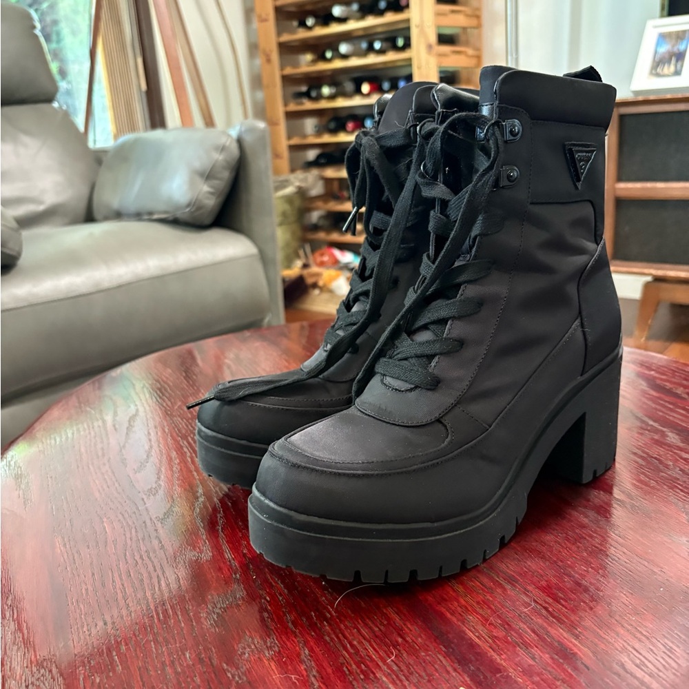 Guess Black Lace Up Boots for Women